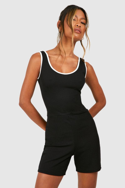 Ребристий контрастний комбінезон Ребристий контрастний комбінезон