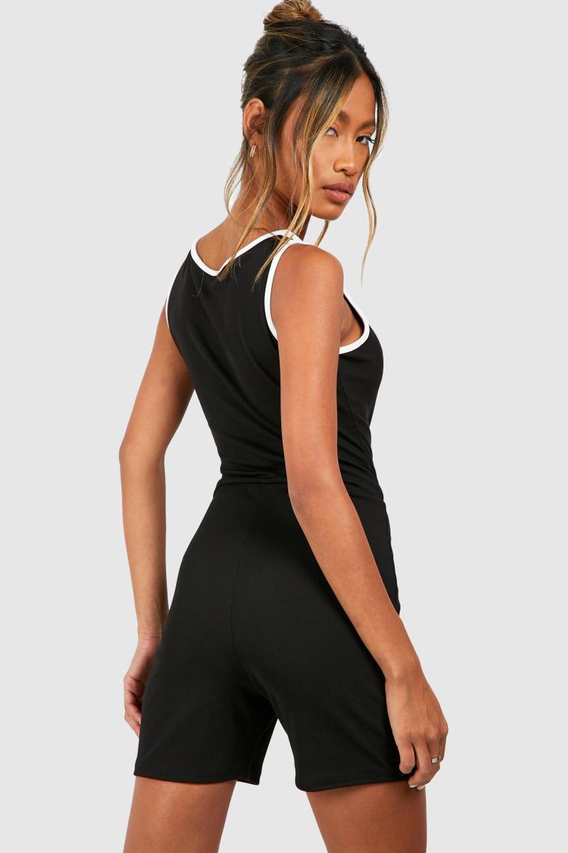 Ребристий контрастний комбінезон