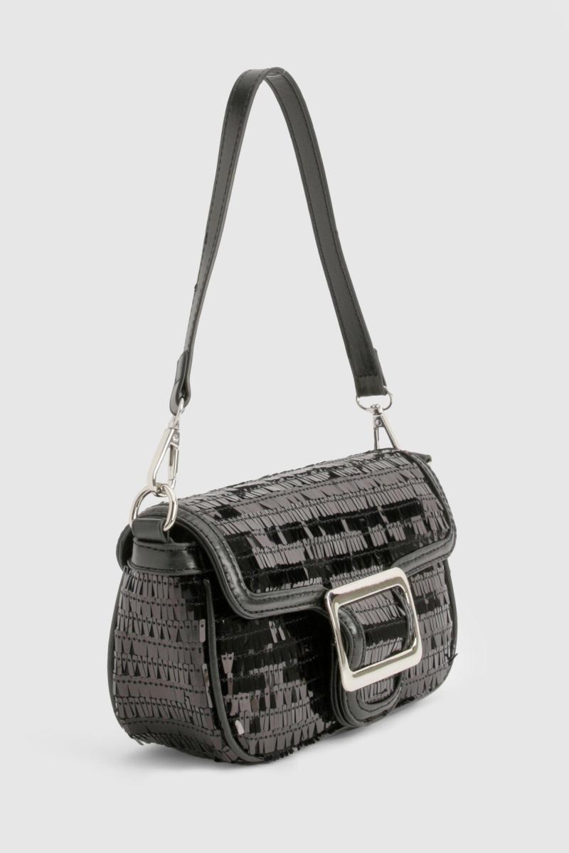 Блискуча сумка через плече з блискітками та пряжкою