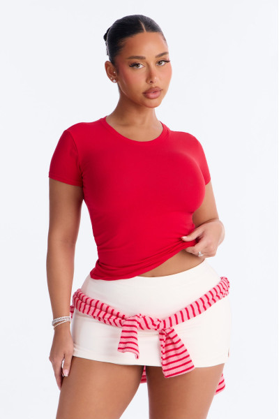 Camilla Classic Fit Crew Neck Tee - Tomato Red