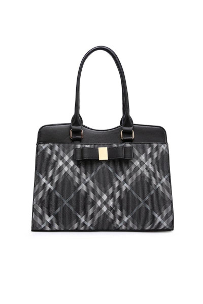 Класичний плед-візерунок верхній рукоятки для плечової сумки з деталями лука Класичний плед-візерунок верхній рукоятки для плечової сумки з деталями лука