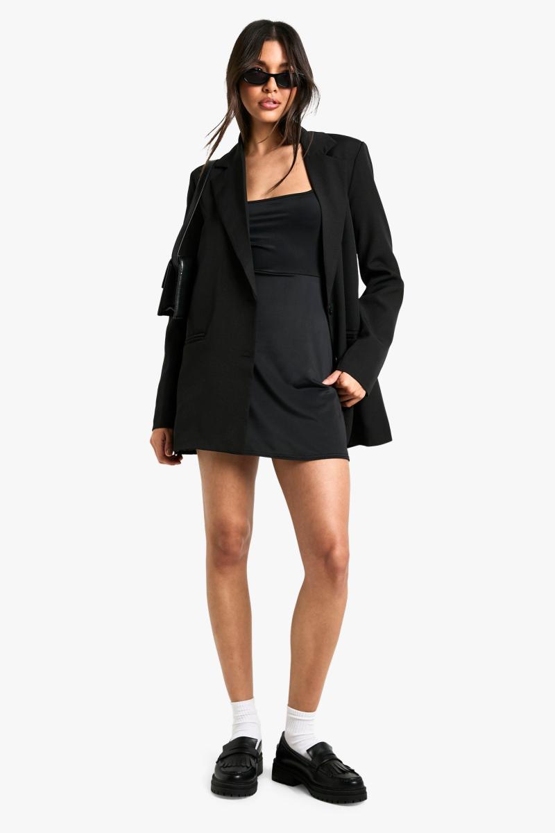Scoop Neck Long Sleeve Skort Playsuit