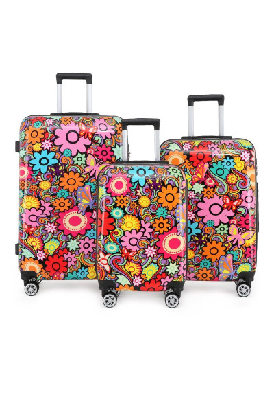 Подвійна валіза на 4 колеса з твердою оболонкою з принтом Подвійна валіза на 4 колеса з твердою оболонкою з принтом