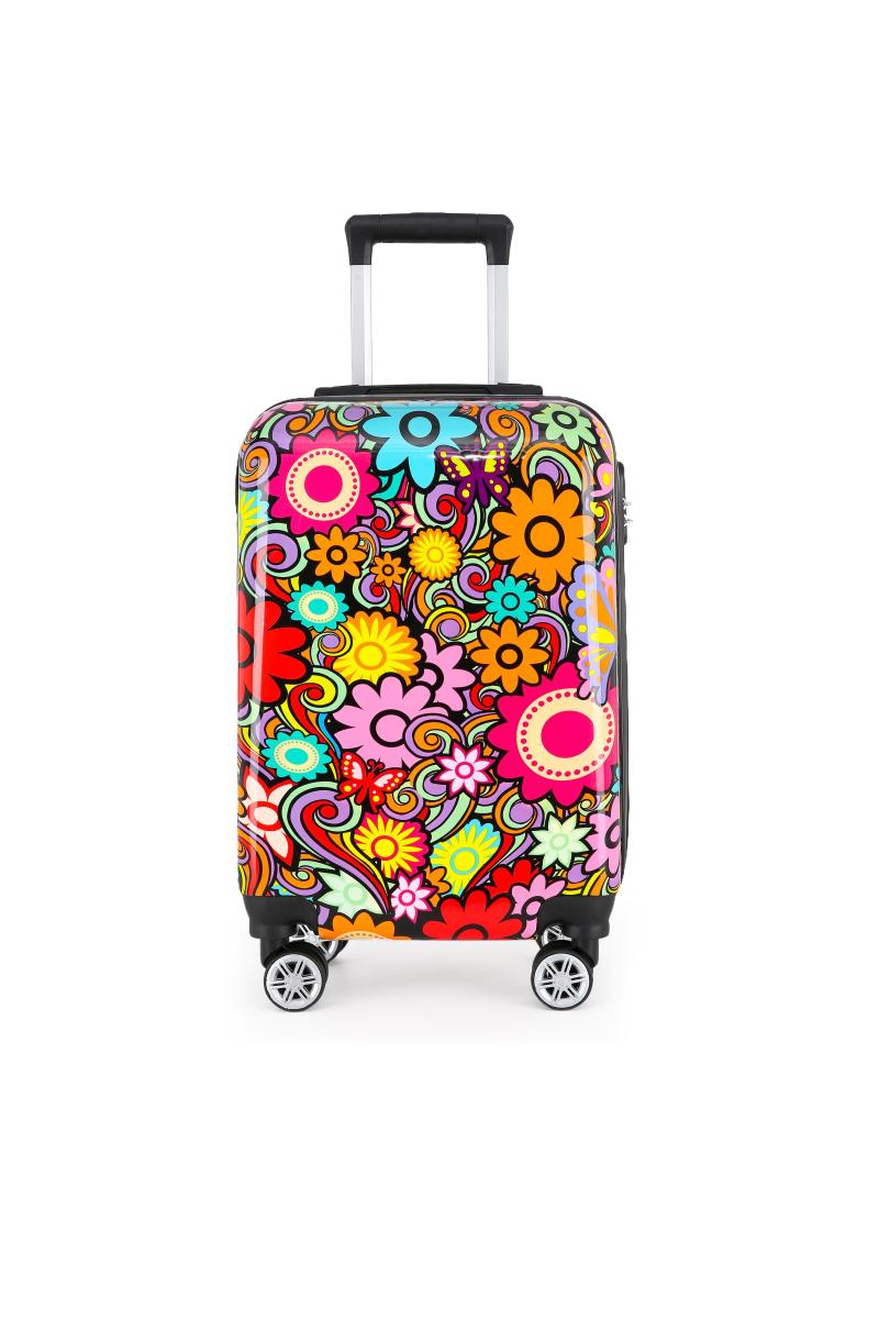 Подвійна валіза на 4 колеса з твердою оболонкою з принтом