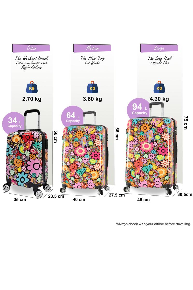 Подвійна валіза на 4 колеса з твердою оболонкою з принтом