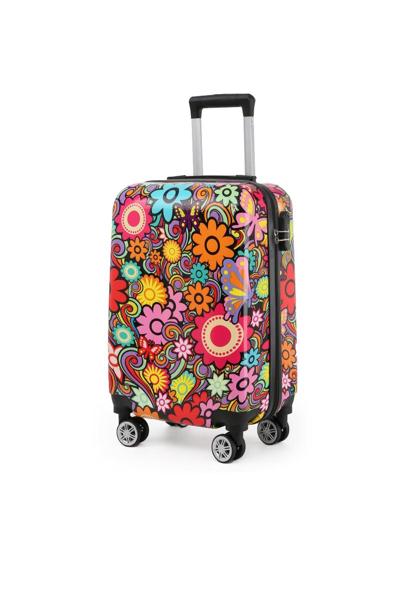 Подвійна валіза на 4 колеса з твердою оболонкою з принтом