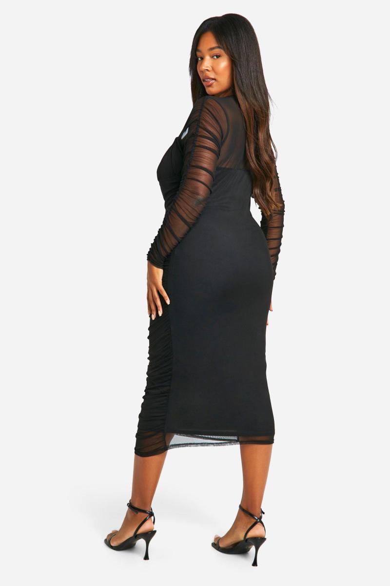 Сукня міді з сітчастими рюшами