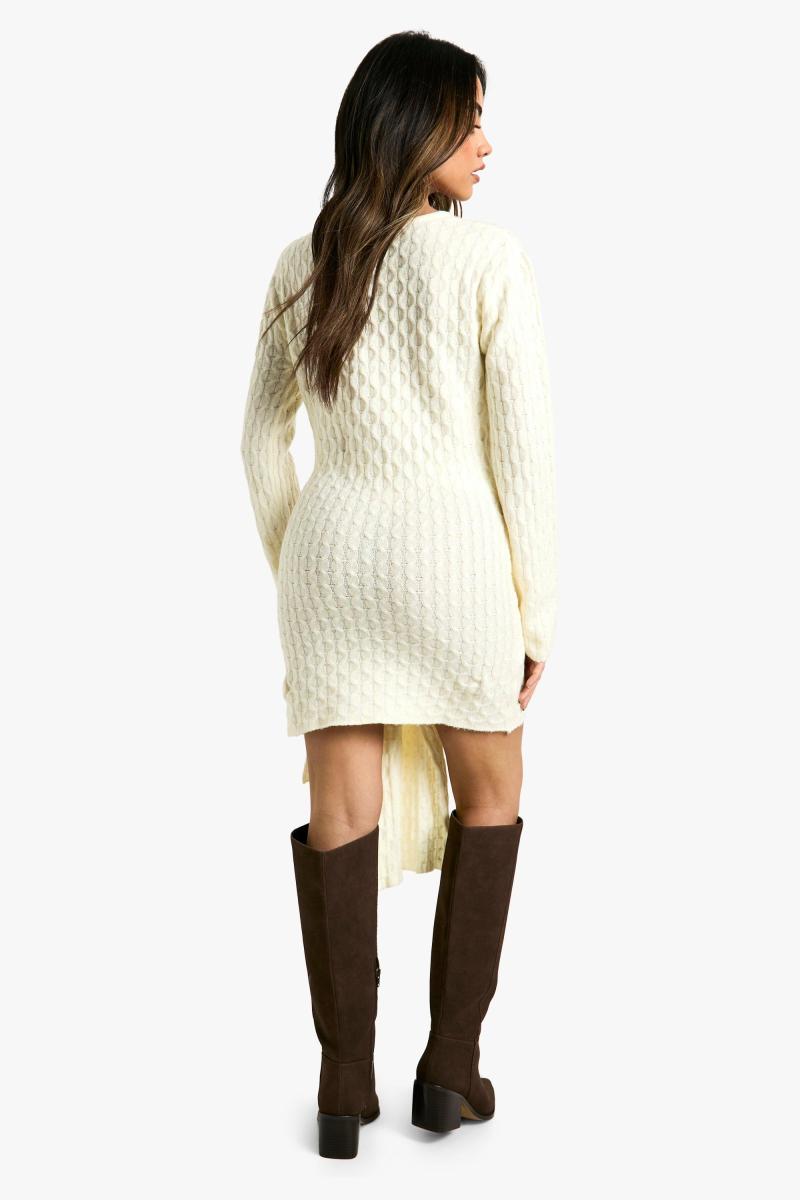 М’який кабель негабаритні деталі краватки в трикотажному міні -сукні