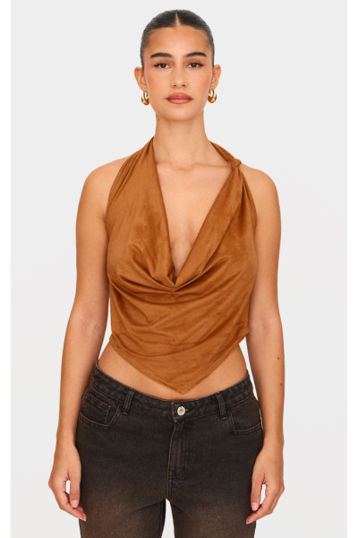 Довгий топ зі штучною замшею та деталлю вузла Довгий топ зі штучною замшею та деталлю вузла