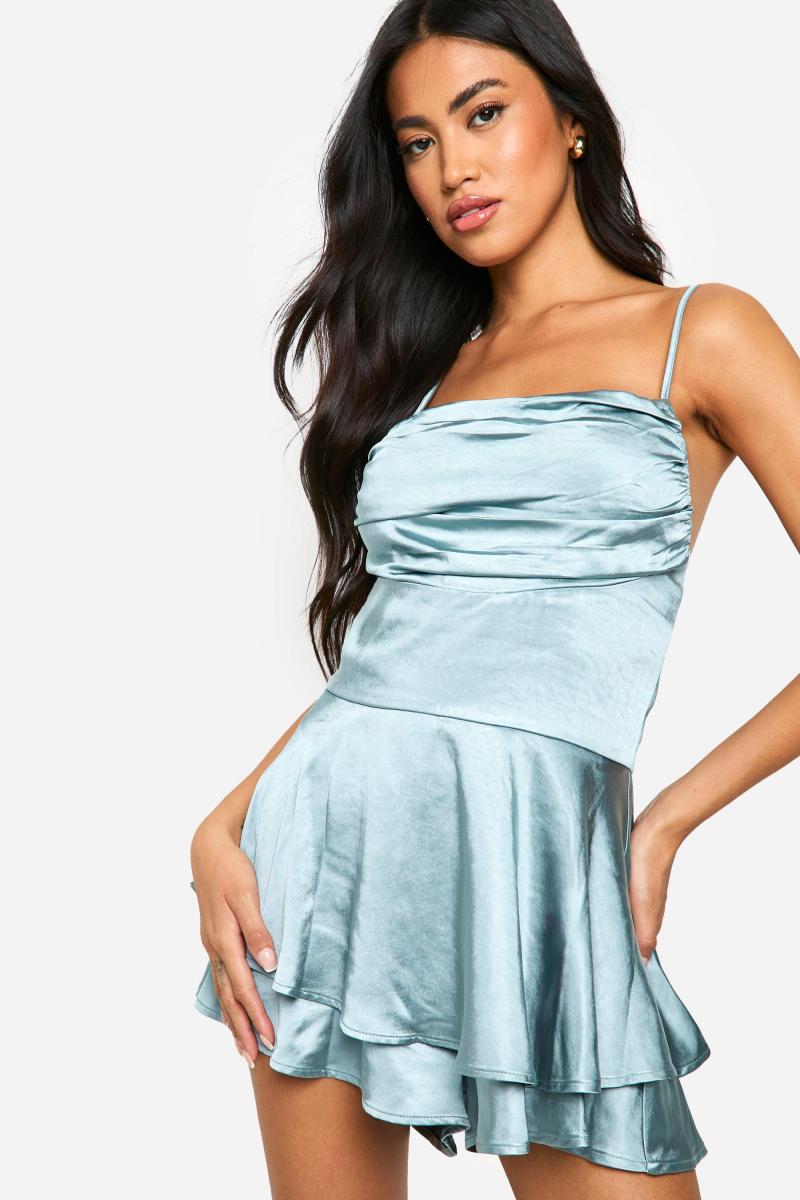 Атласний комбінезон на лямках