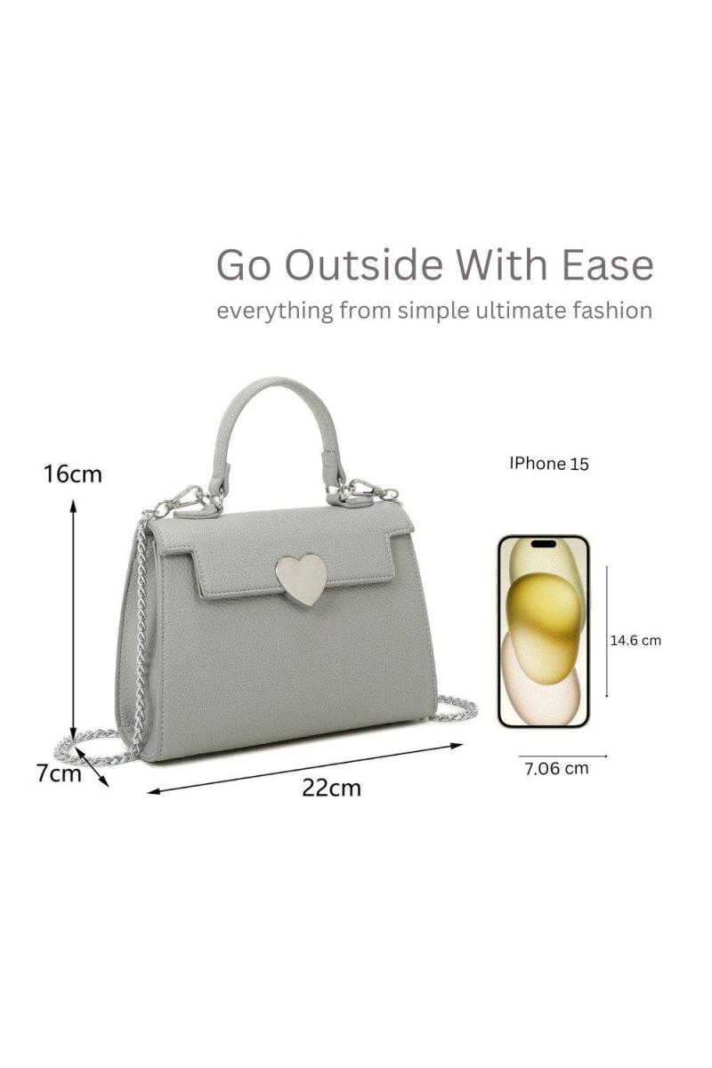 Срібне серце міні -верхня ручка сумочки ланцюг ремінця перехрестя