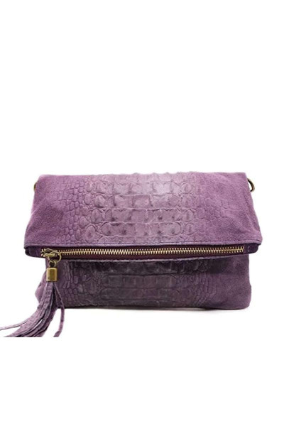 Італійська справжня замша крокодил візерунком Tassel Zip Smal Flap поверх клатча через плече Італійська справжня замша крокодил візерунком Tassel Zip Smal Flap поверх клатча через плече