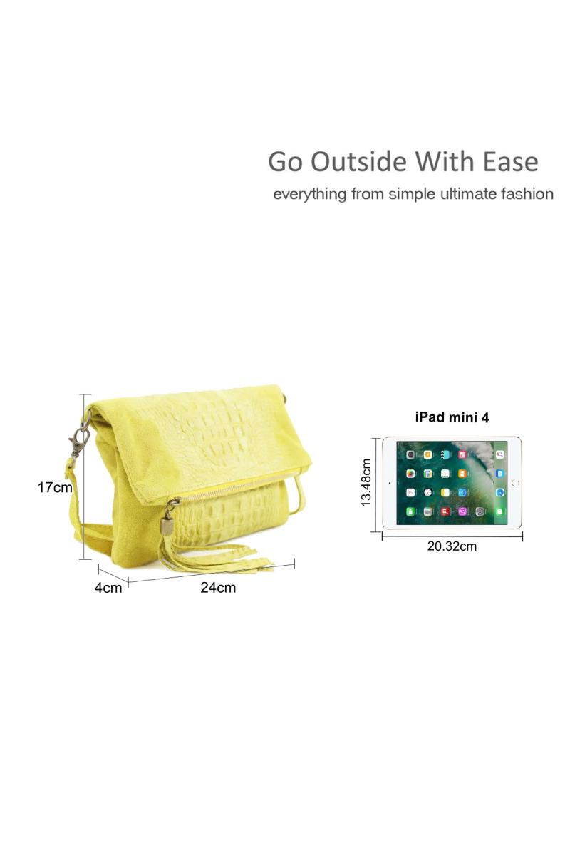 Італійська справжня замша крокодил візерунком Tassel Zip Smal Flap поверх клатча через плече