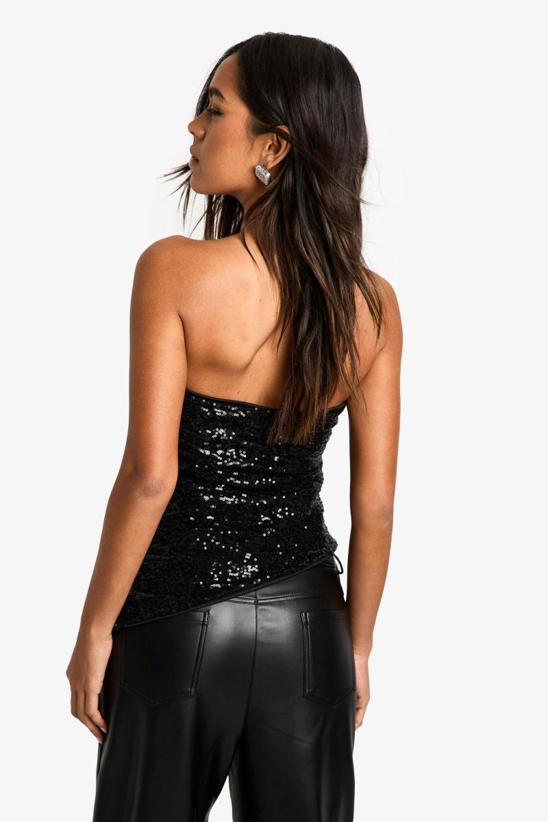 Топ з паєтками Bandeau Asym Hem