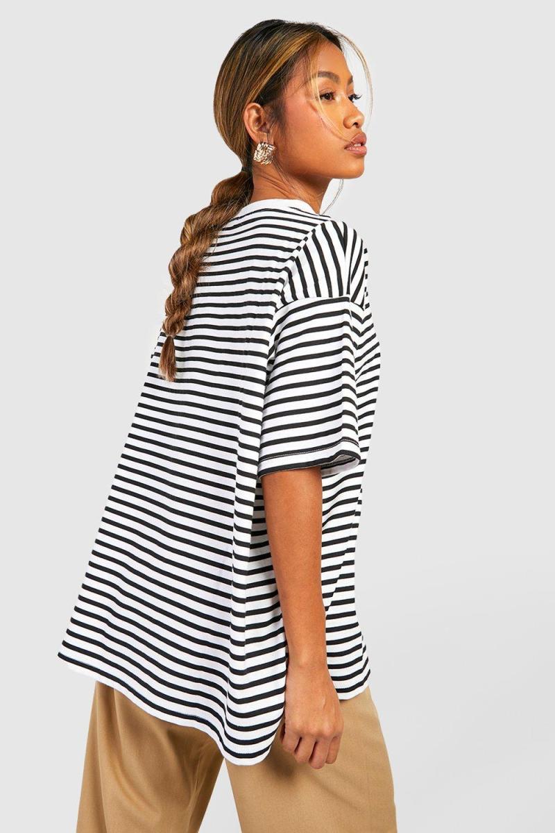 Базова бавовняна велика футболка в смужку