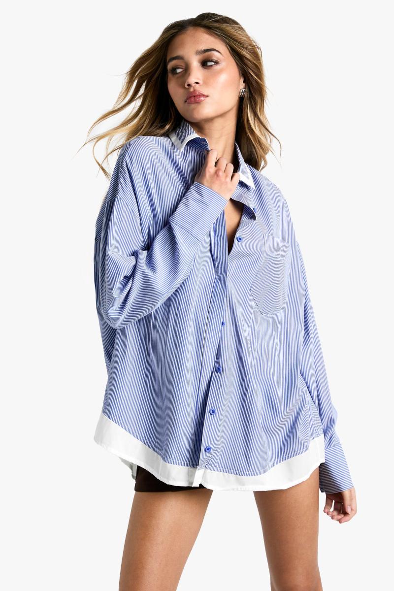 Негабаритний контрастний смугастий сорочка