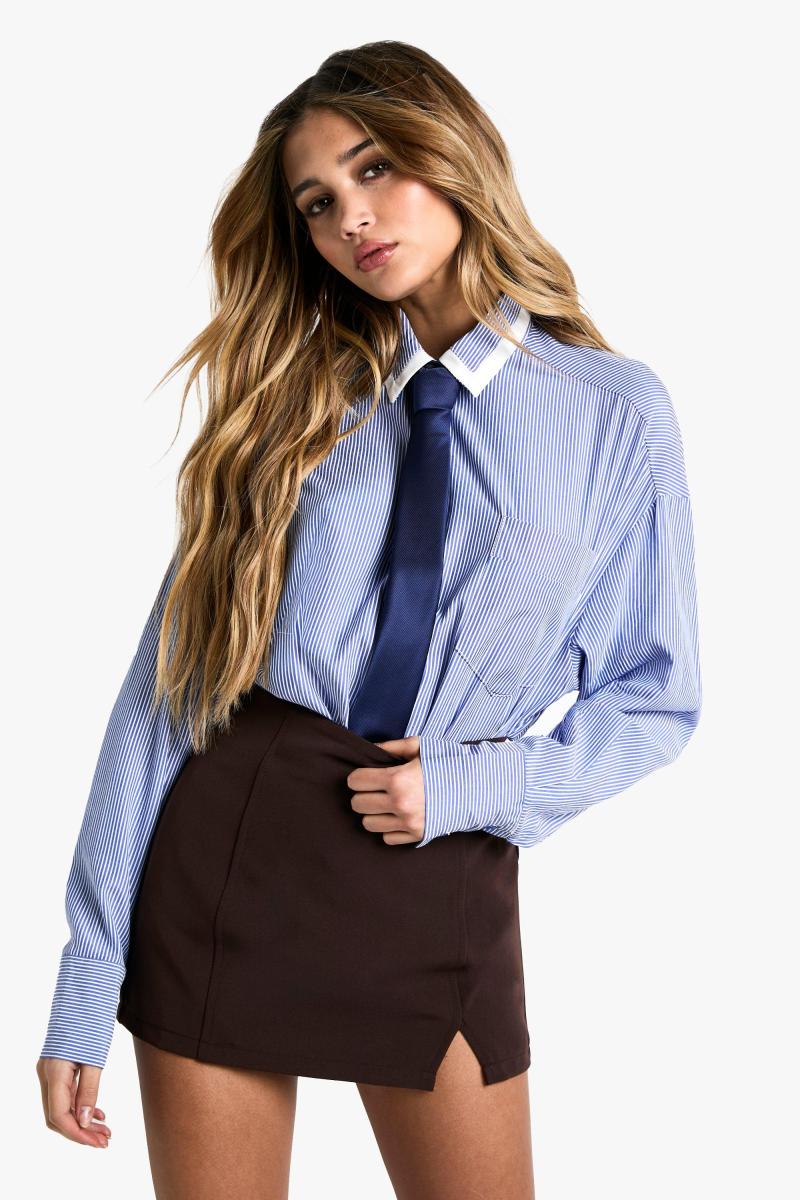 Негабаритний контрастний смугастий сорочка
