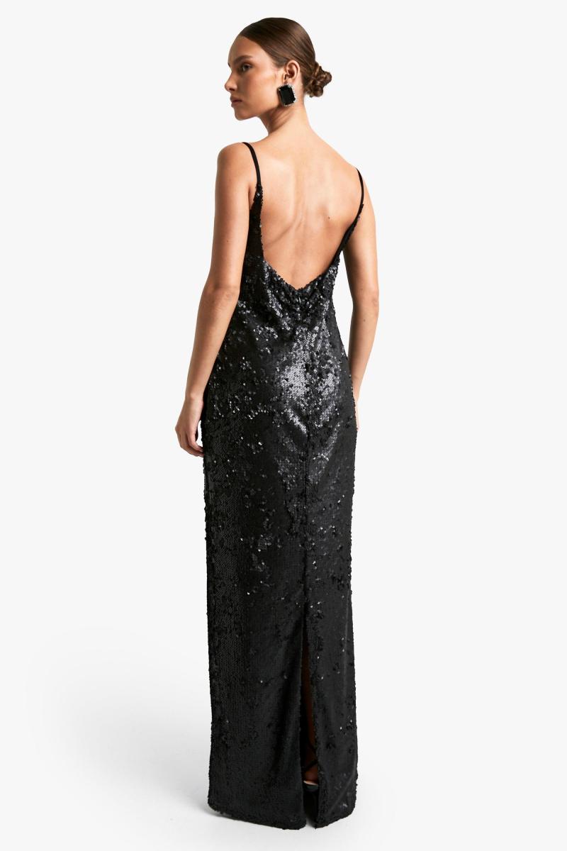 Сукня максі з капюшоном з матовими паєтками