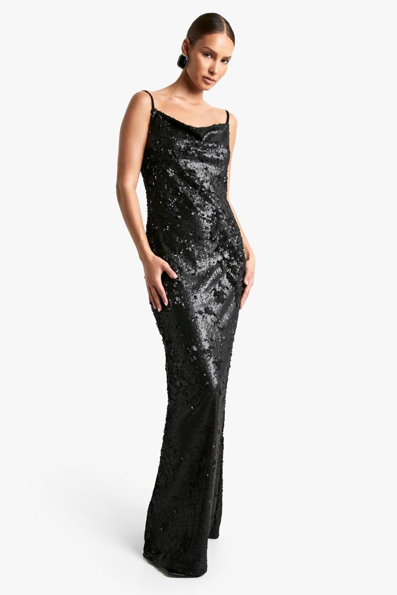 Сукня максі з капюшоном з матовими паєтками