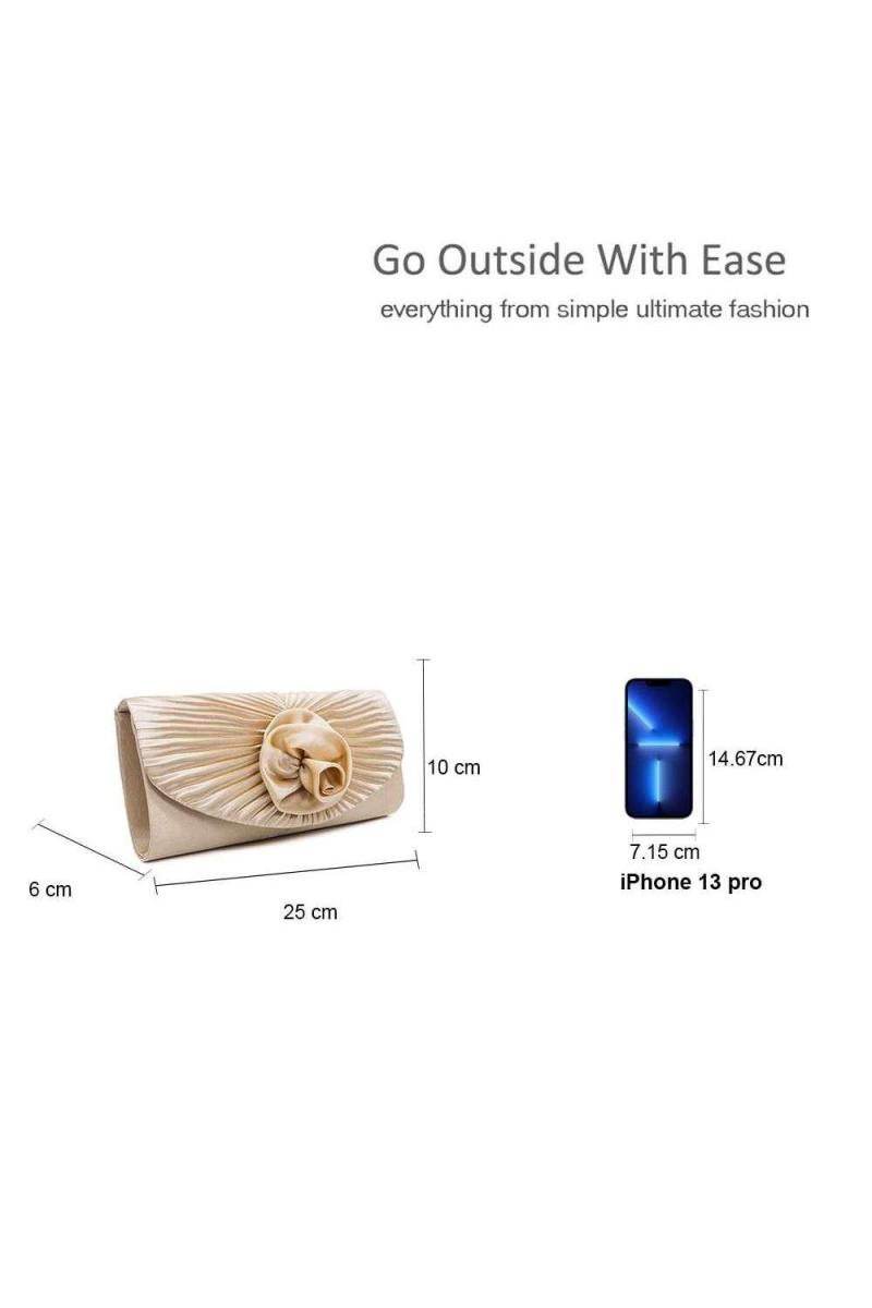 Вечірня сумочка-клатч з плісированою атласною трояндою