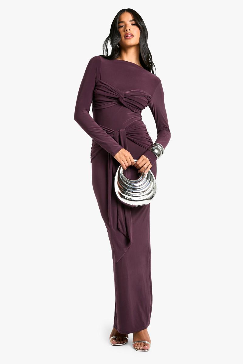 Максі-сукня з рюшами і поворотними деталями