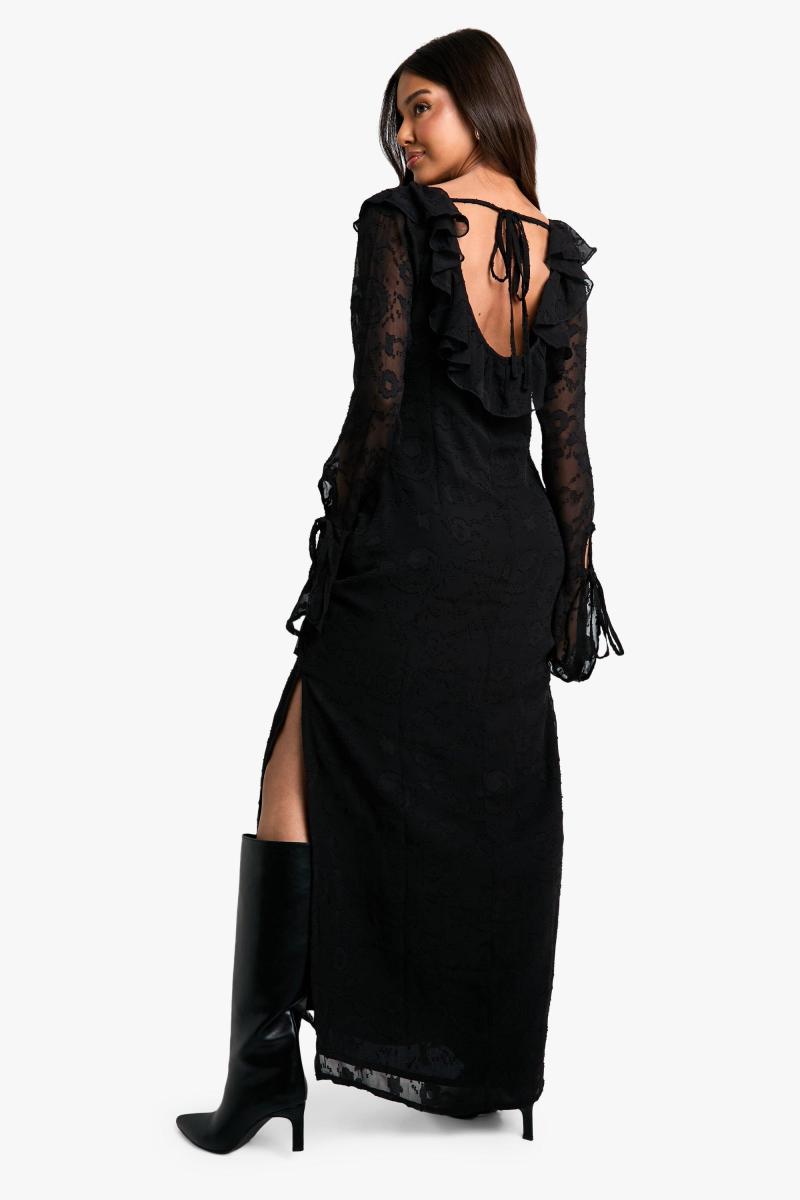 Максі-сукня з розкльошеними рукавами з пейслі