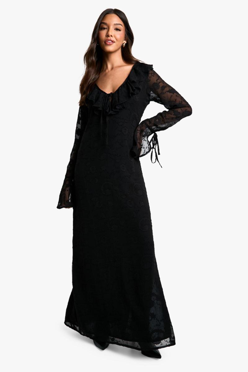 Максі-сукня з розкльошеними рукавами з пейслі