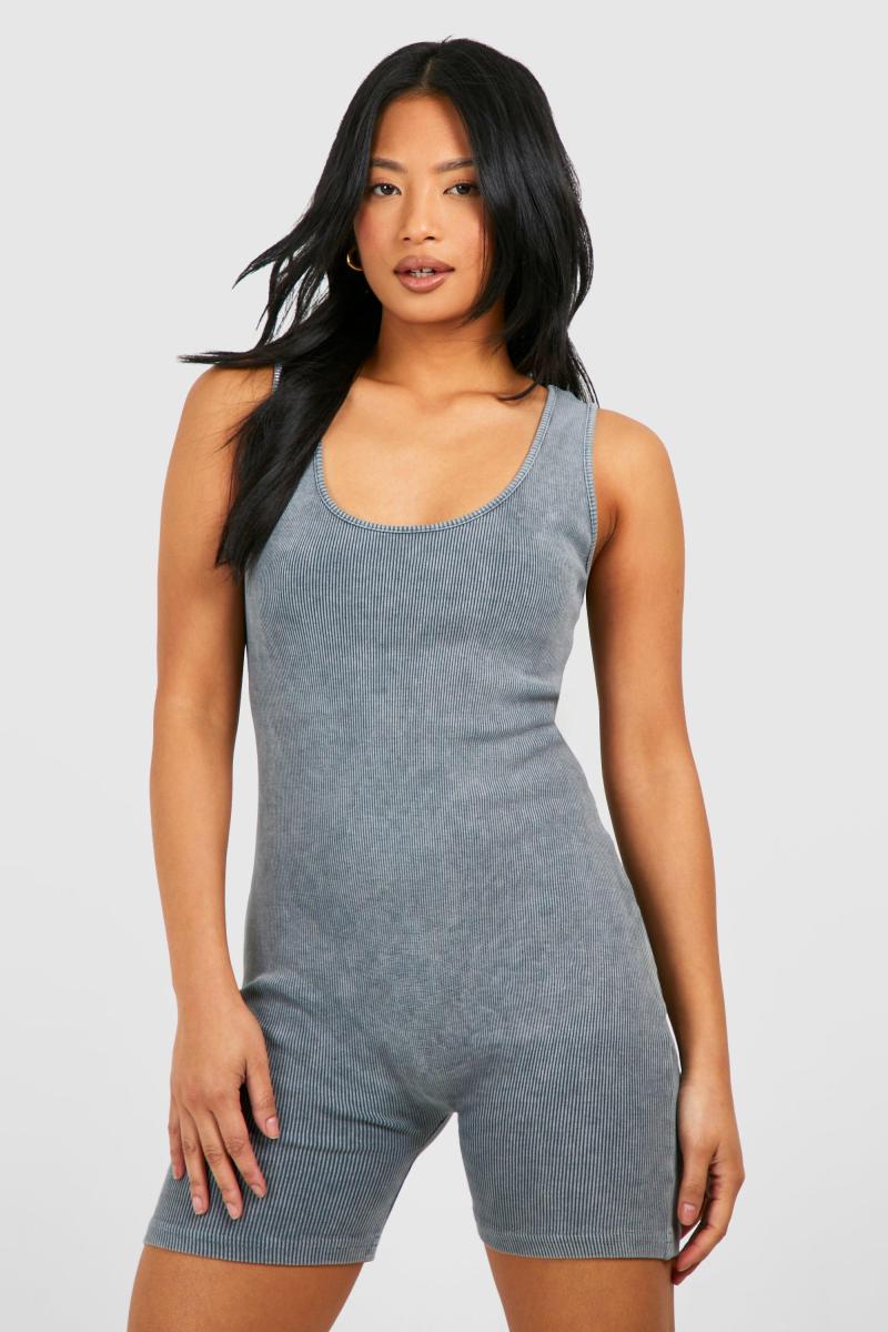 Petite Acid Wash Unitard